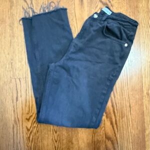 Zara Straight Leg Raw Hem Black Denim Jeans Size 6